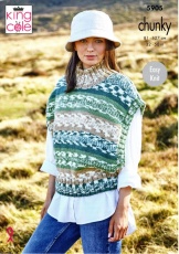 Knitting Pattern - King Cole 5905 - Nordic Chunky - Ladies Round,  V Neck and Turtle Neck Tanks